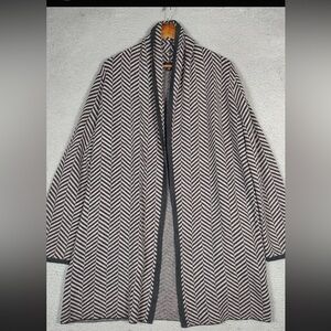 Ann Taylor Factory Black and Cream Chevron Cardigan